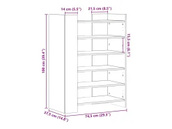 Zapatero negro 74,5x37,5x100 cm madera contrachapada