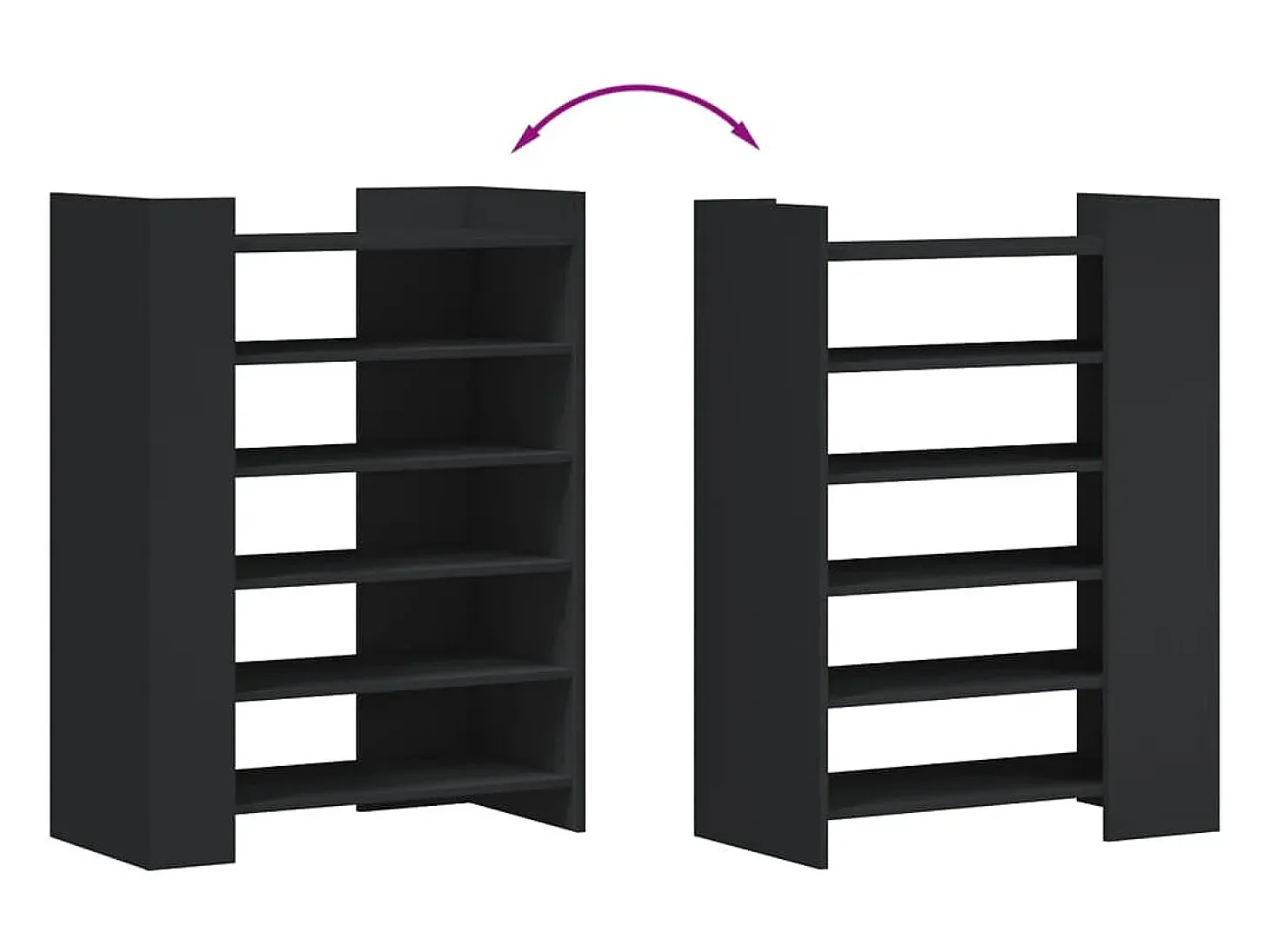 Zapatero negro 74,5x37,5x100 cm madera contrachapada
