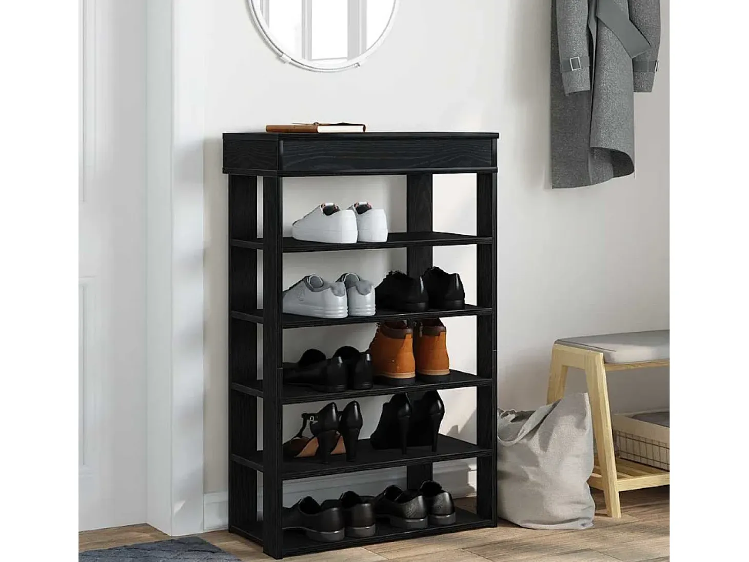 Zapatero negro 60x30x98 cm madera de ingeniería