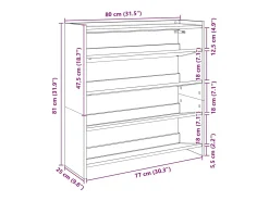 Zapatero negro 80x25x81 cm madera de ingeniería
