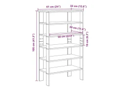 Zapatero negro 61x32x105 cm madera de ingeniería