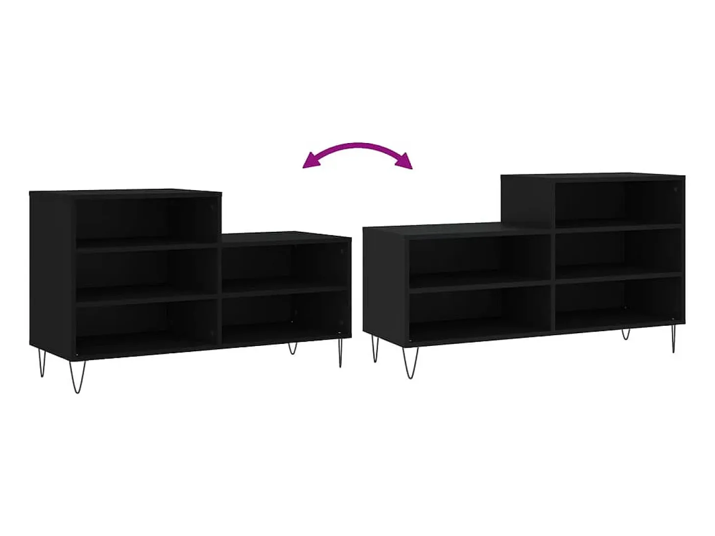 Zapatero negro 102x36x60 cm Madera contrachapada