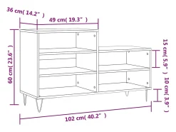Zapatero negro 102x36x60 cm Madera contrachapada