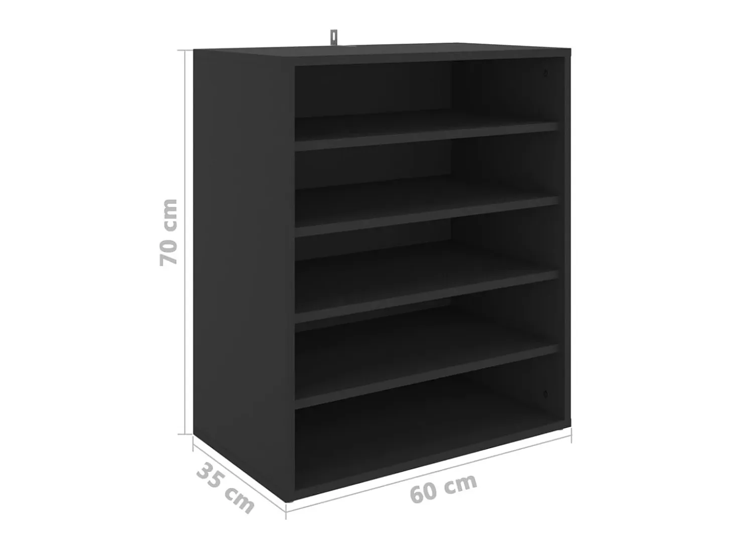 Zapatero negro 60x35x70 cm Madera contrachapada