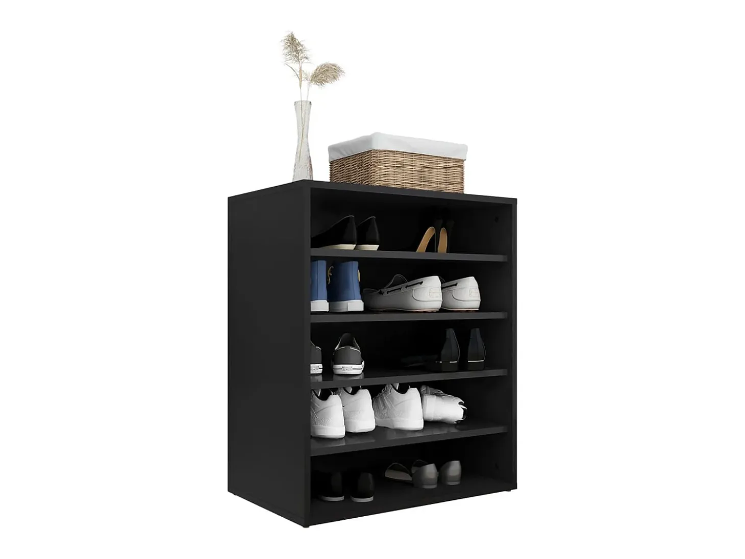 Zapatero negro 60x35x70 cm Madera contrachapada