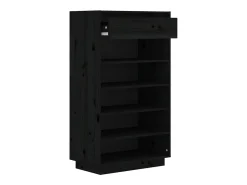 Zapatero negro 60x34x105 cm Madera maciza de pino