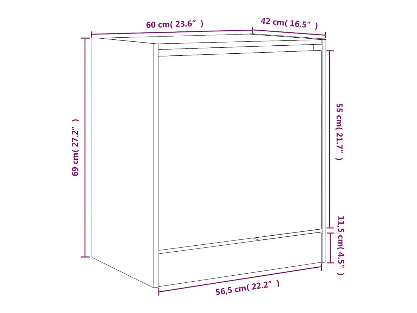 Zapatero negro 60x42x69 cm madera contrachapada