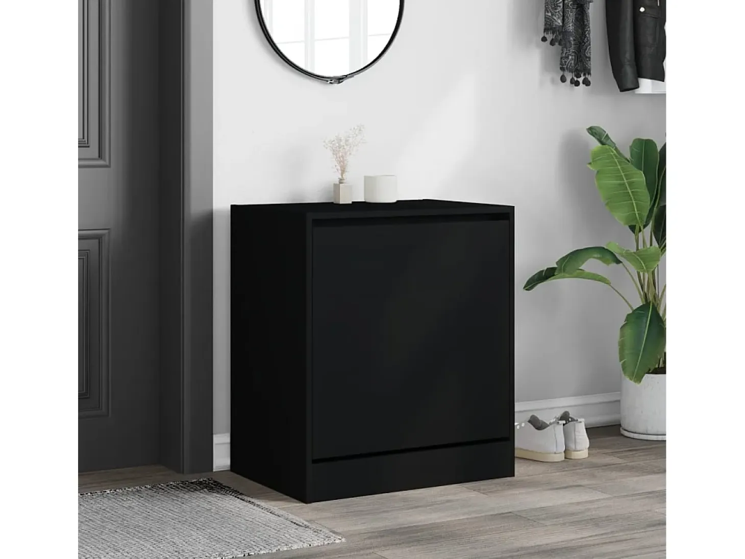 Zapatero negro 60x42x69 cm madera contrachapada