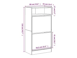 Zapatero negro 60x34x116 cm madera contrachapada