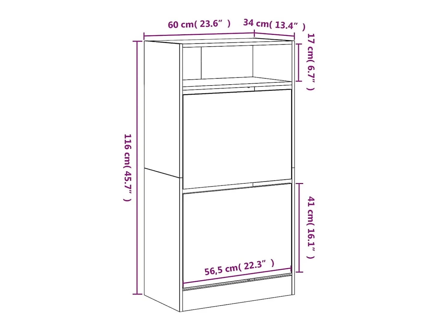 Zapatero negro 60x34x116 cm madera contrachapada