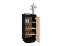 Zapatero negro 35x35x80 cm Madera maciza de pino