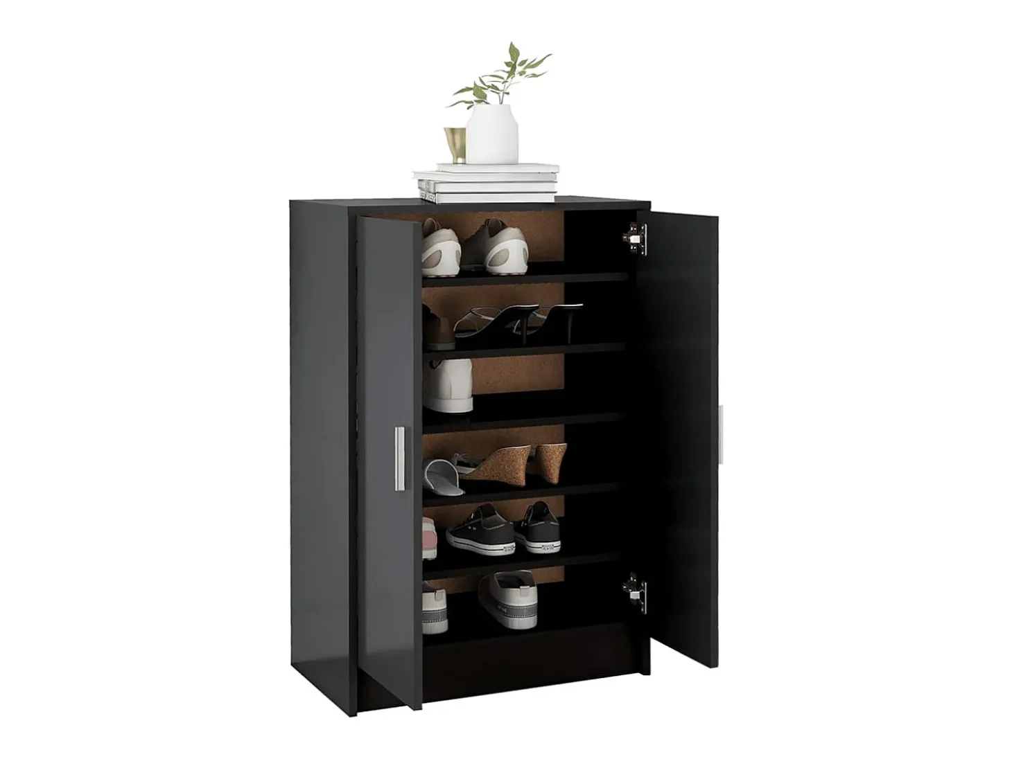 Zapatero negro 60x35x92 cm Madera contrachapada