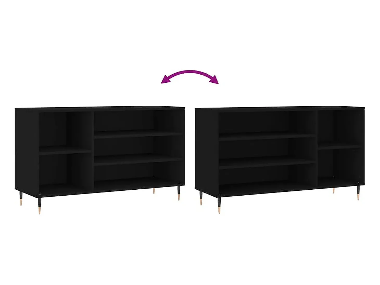 Zapatero negro 102x36x60 cm Madera contrachapada