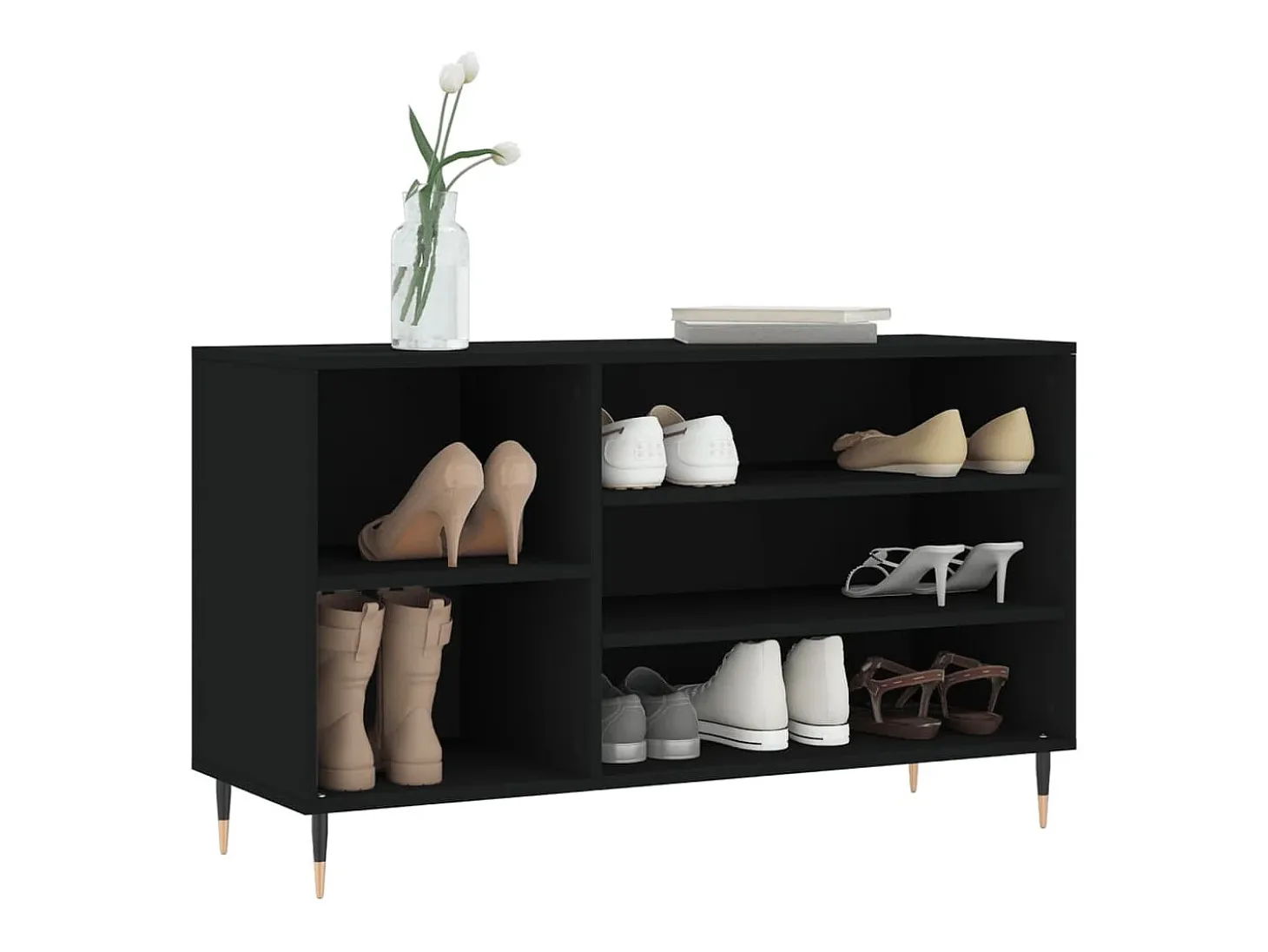 Zapatero negro 102x36x60 cm Madera contrachapada