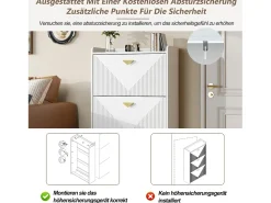 Zapatero para entrada - 70 x 30 x 120 cm - con 3 puertas abatibles - MDF - blanco