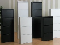 Zapatero Pisa de 9 puertas en metal blanco. Se entrega completamente montado.