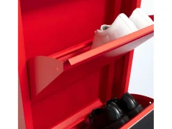 Zapatero Pisa de 4 puertas en metal rojo. Se entrega montado.