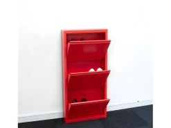 Zapatero Pisa de 3 puertas en metal rojo. Se entrega montado.