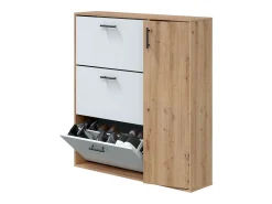 Zapatero Recibidor 4 Puertas, Capacidad 24 Pares Roble Nodi/Blanco 105x112x24 cm