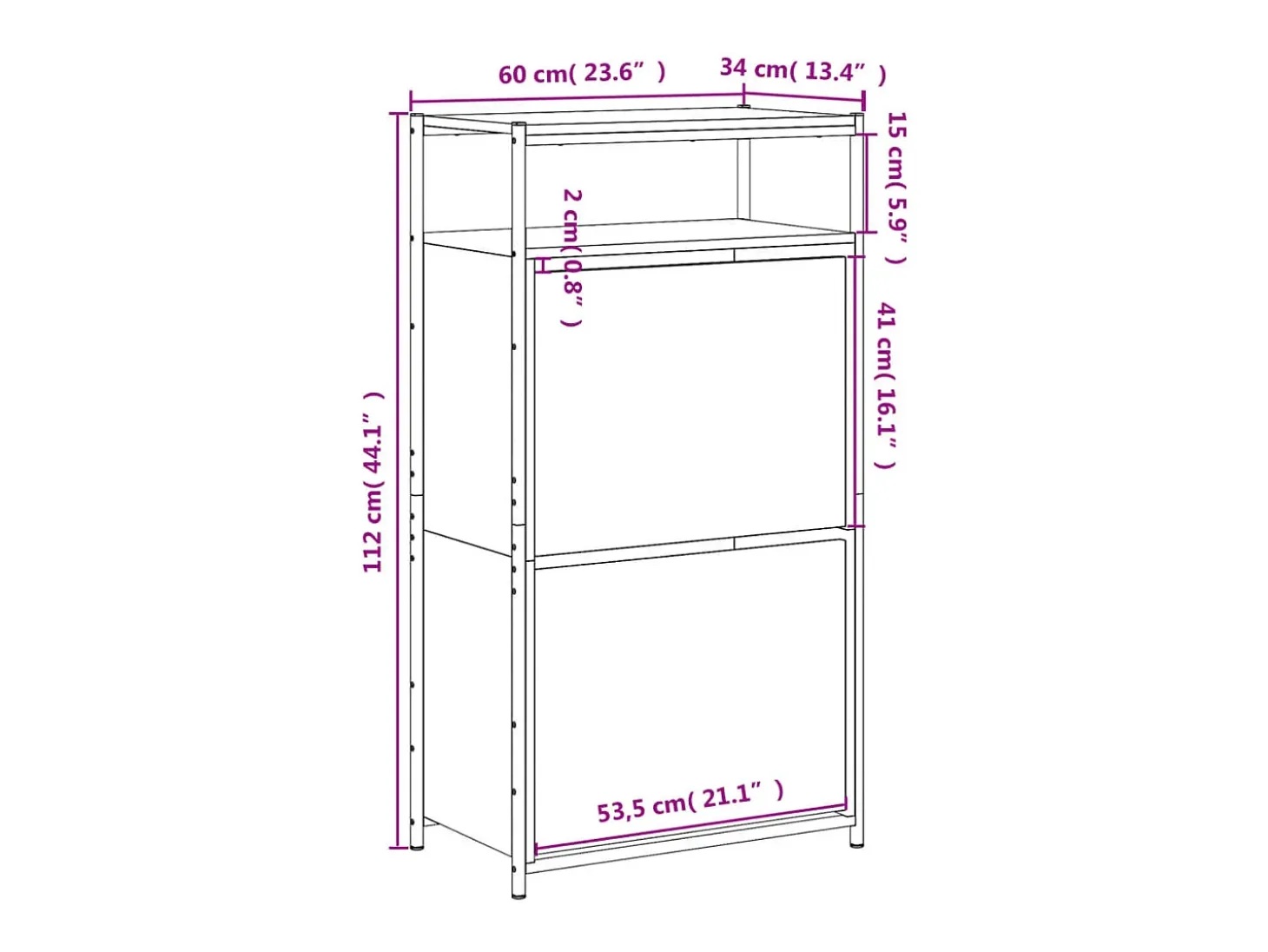 Zapatero roble ahumado 60x34x112 cm madera de ingeniería