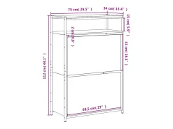 Zapatero roble ahumado 75x34x112 cm madera de ingeniería