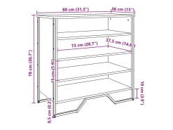 Zapatero roble marrón 80x38x78 cm madera de ingeniería