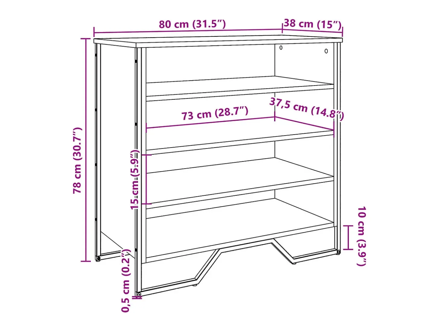 Zapatero roble marrón 80x38x78 cm madera de ingeniería