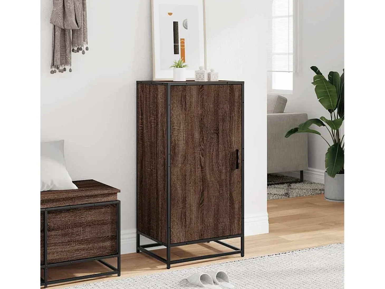 Zapatero roble marrón 48x38x97,5 cm madera de ingeniería