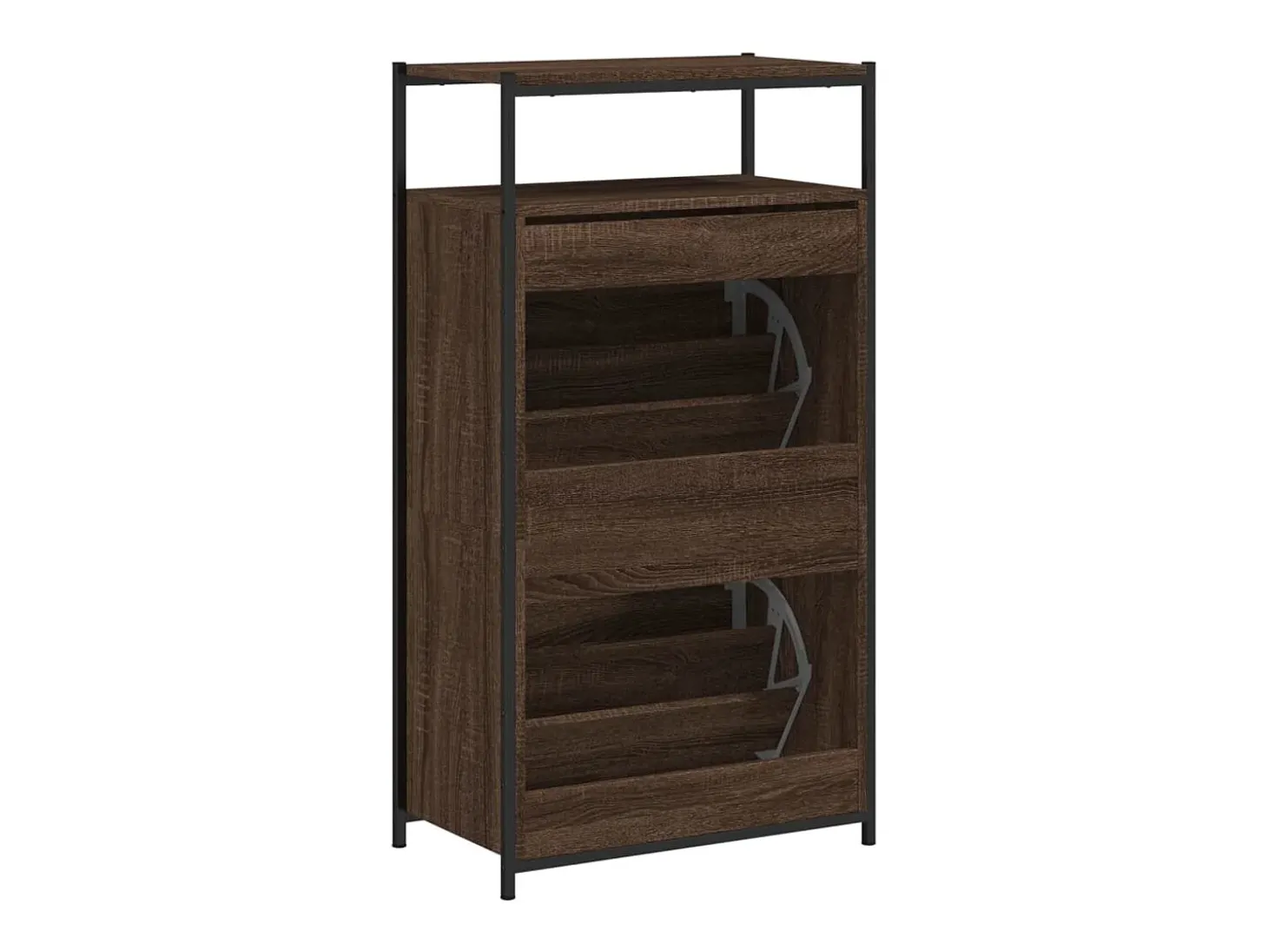 Zapatero roble marrón 60x34x112cm madera de ingeniería