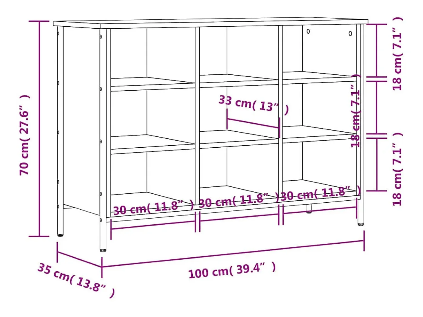 Zapatero roble marrón 100x35x70cm madera de ingeniería