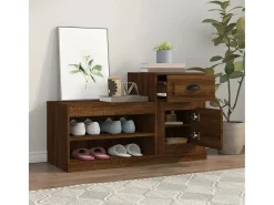 Zapatero roble marrón 100x42x60cm madera de ingeniería
