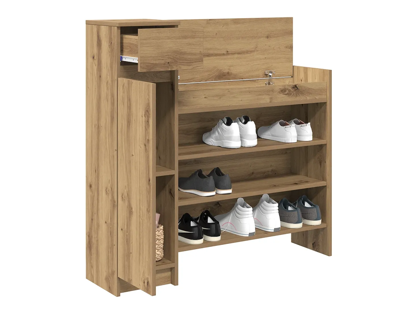 Zapatero Roble 100,5x28x100 cm Madera de ingeniería