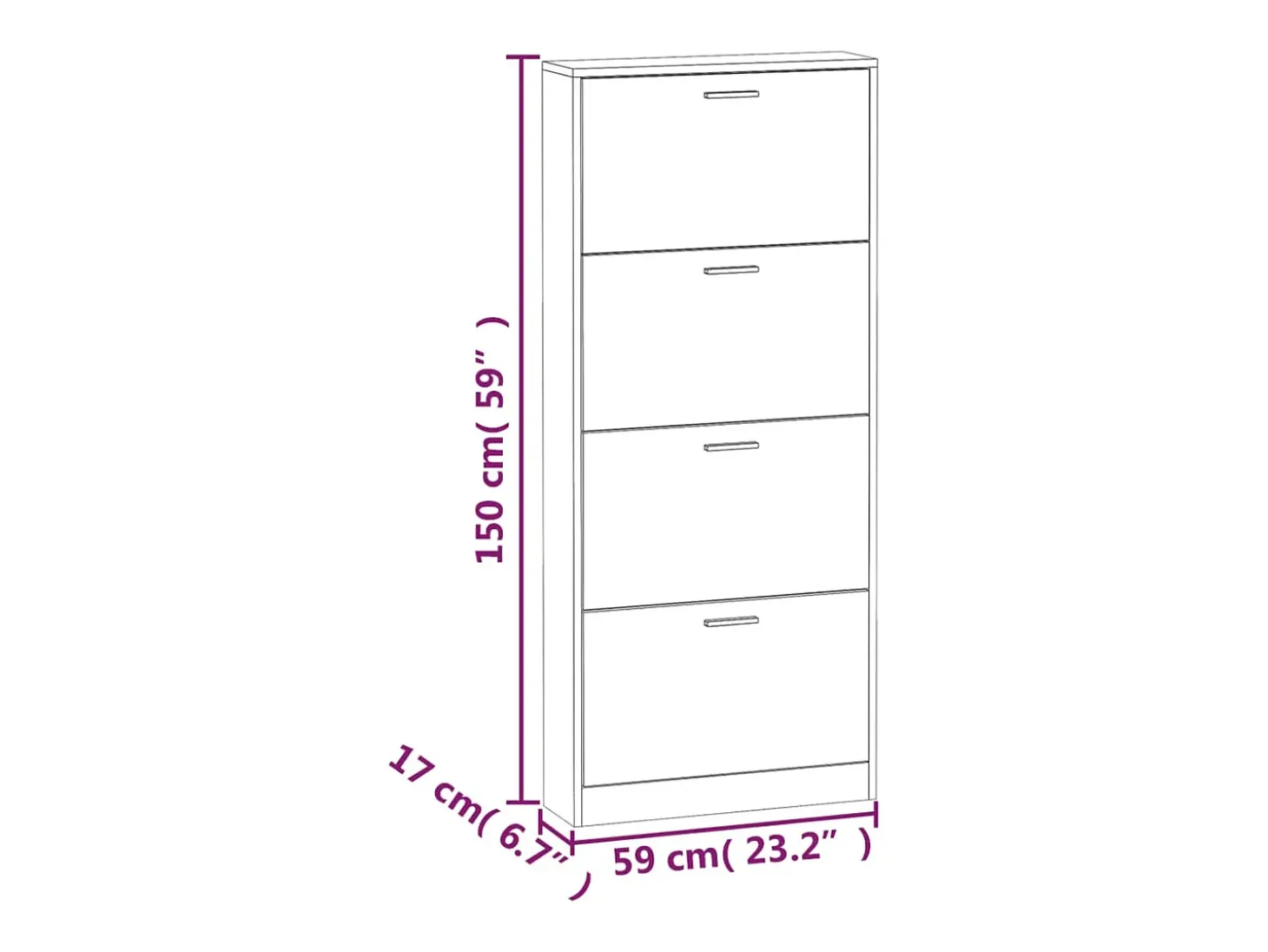 Zapatero Roble 59x17x150 cm Madera de ingeniería