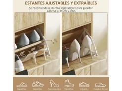 Zapatero Selena 1 cajón + 2 puertas abatibles roble 105,5x60x24 cm