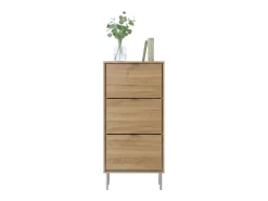 Zapatero Sforza melamina recibidor 3 puertas roble natural 110x63x23,5 cm
