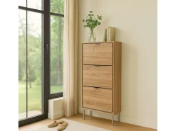 Zapatero Sforza melamina recibidor 3 puertas roble natural 110x63x23,5 cm