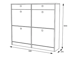 Zapatero Sirena 4 puertas con 2 cajones blanco/gris 104,3x116,8x27 cm