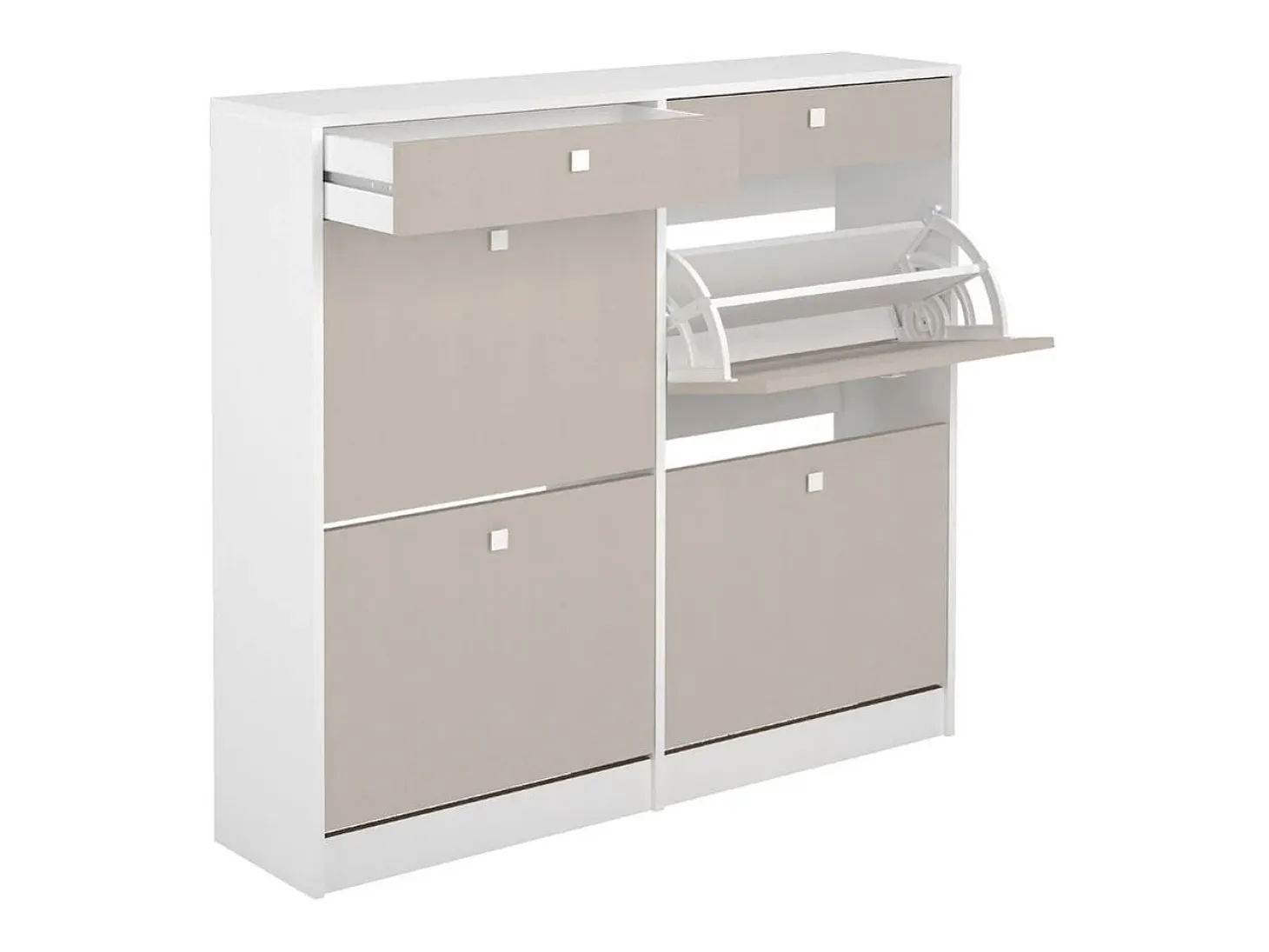 Zapatero Sirena 4 puertas con 2 cajones blanco/gris 104,3x116,8x27 cm