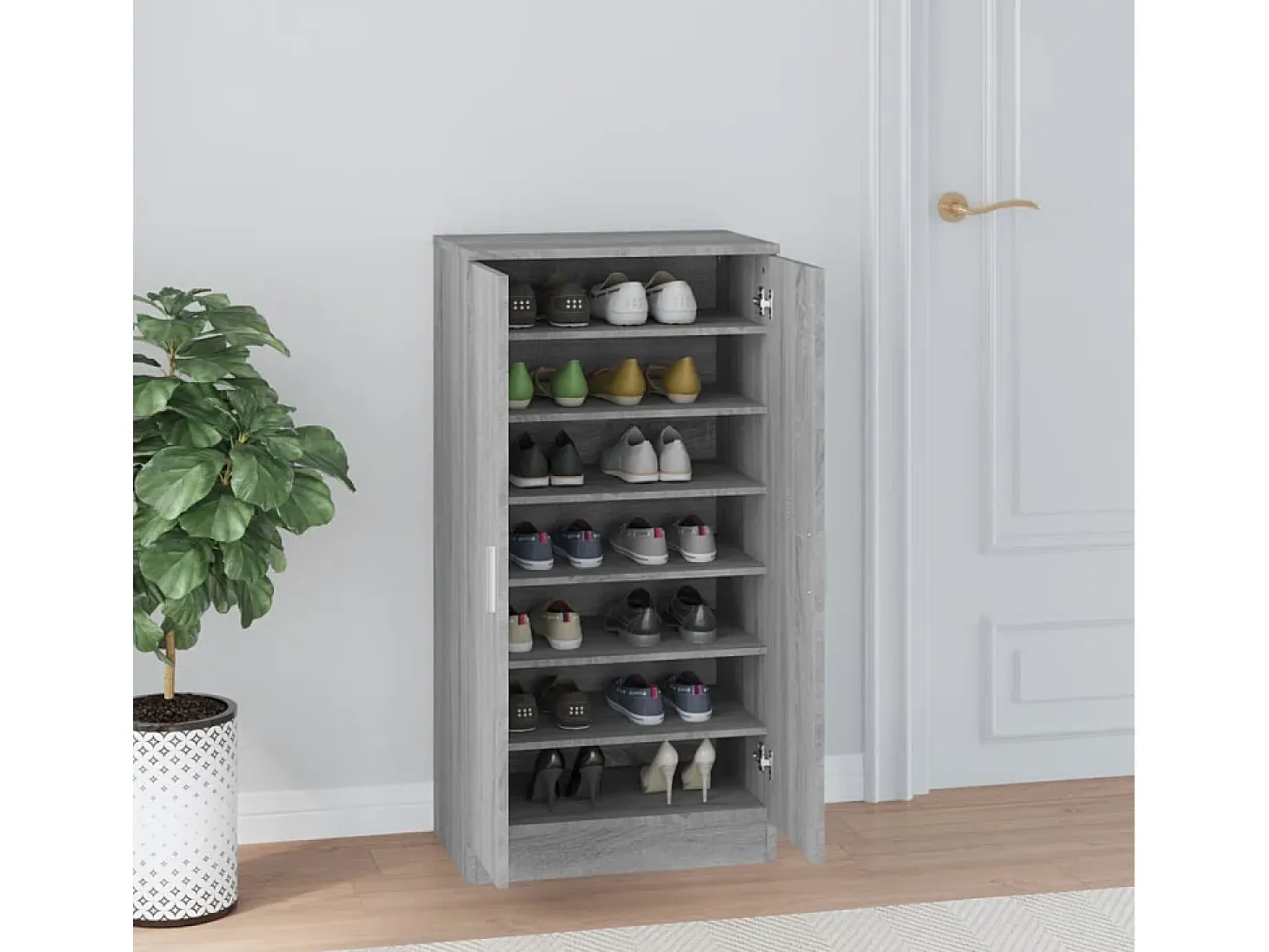 Zapatero Sonoma gris 55x35x108 cm Madera de ingeniería