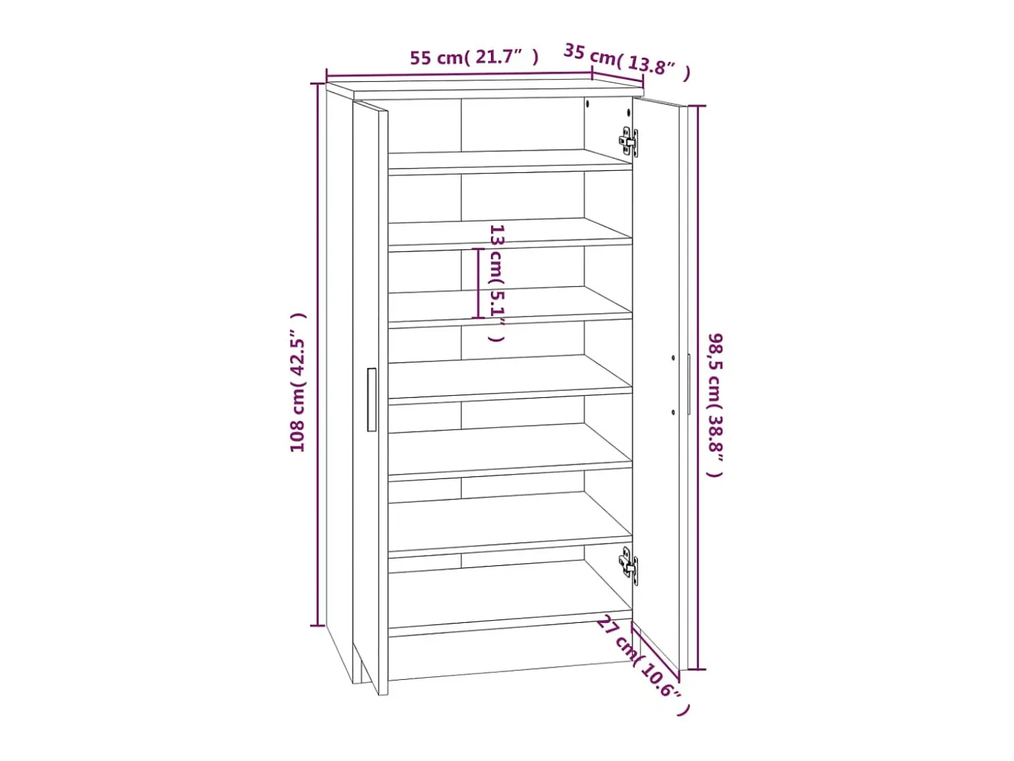 Zapatero Sonoma gris 55x35x108 cm Madera de ingeniería