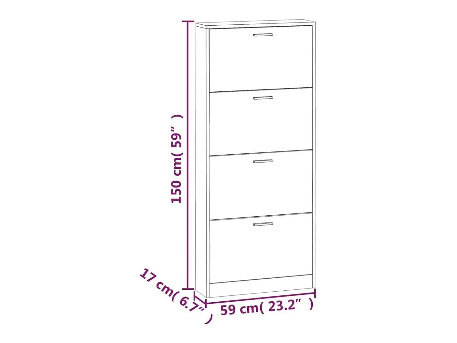 Zapatero Sonoma gris 59x17x150 cm Madera de ingeniería