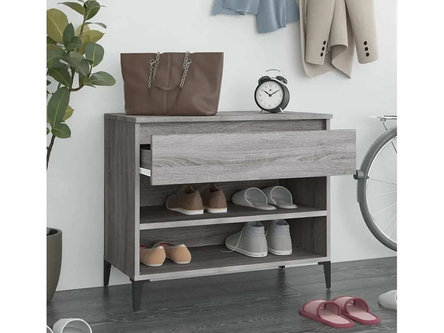 Zapatero Sonoma gris 70x36x60 cm madera de ingeniería