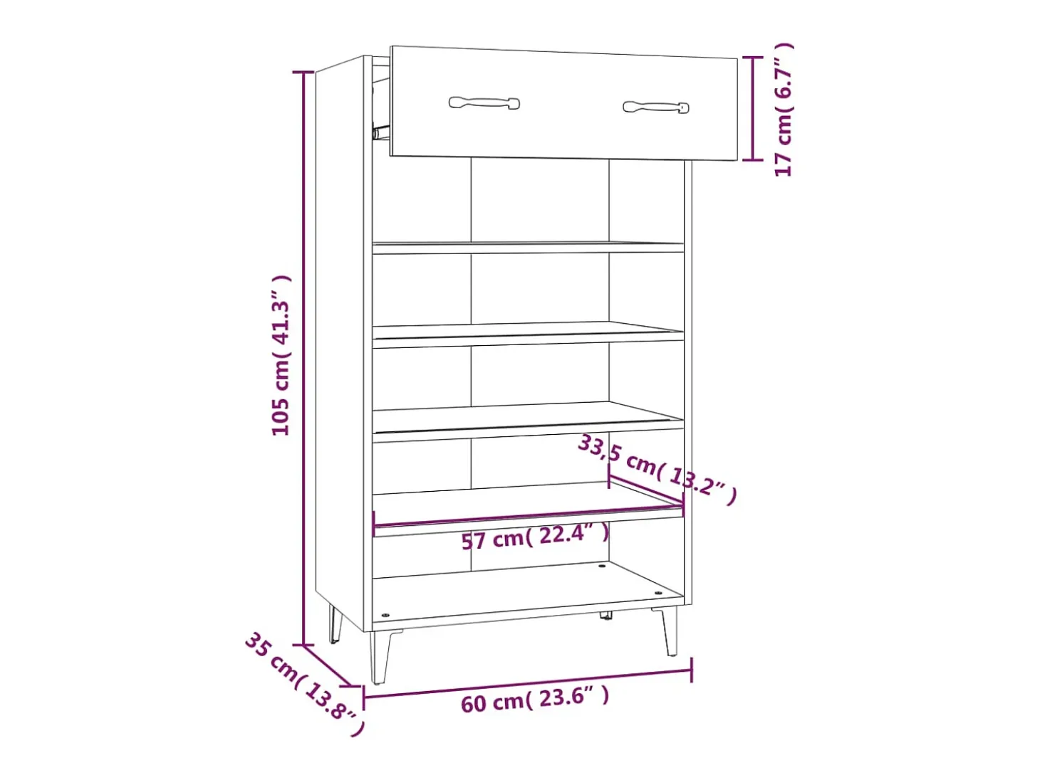 Zapatero Sonoma gris 60x35x105 cm Madera de ingeniería