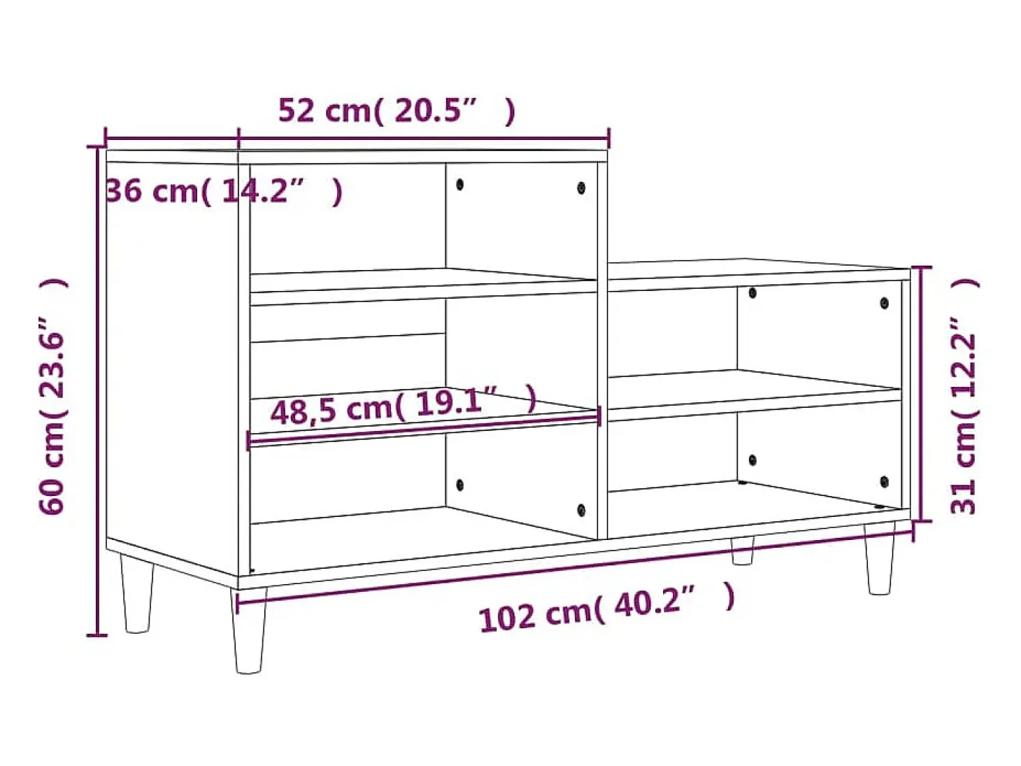 Zapatero Sonoma gris 102x36x60 cm Madera de ingeniería