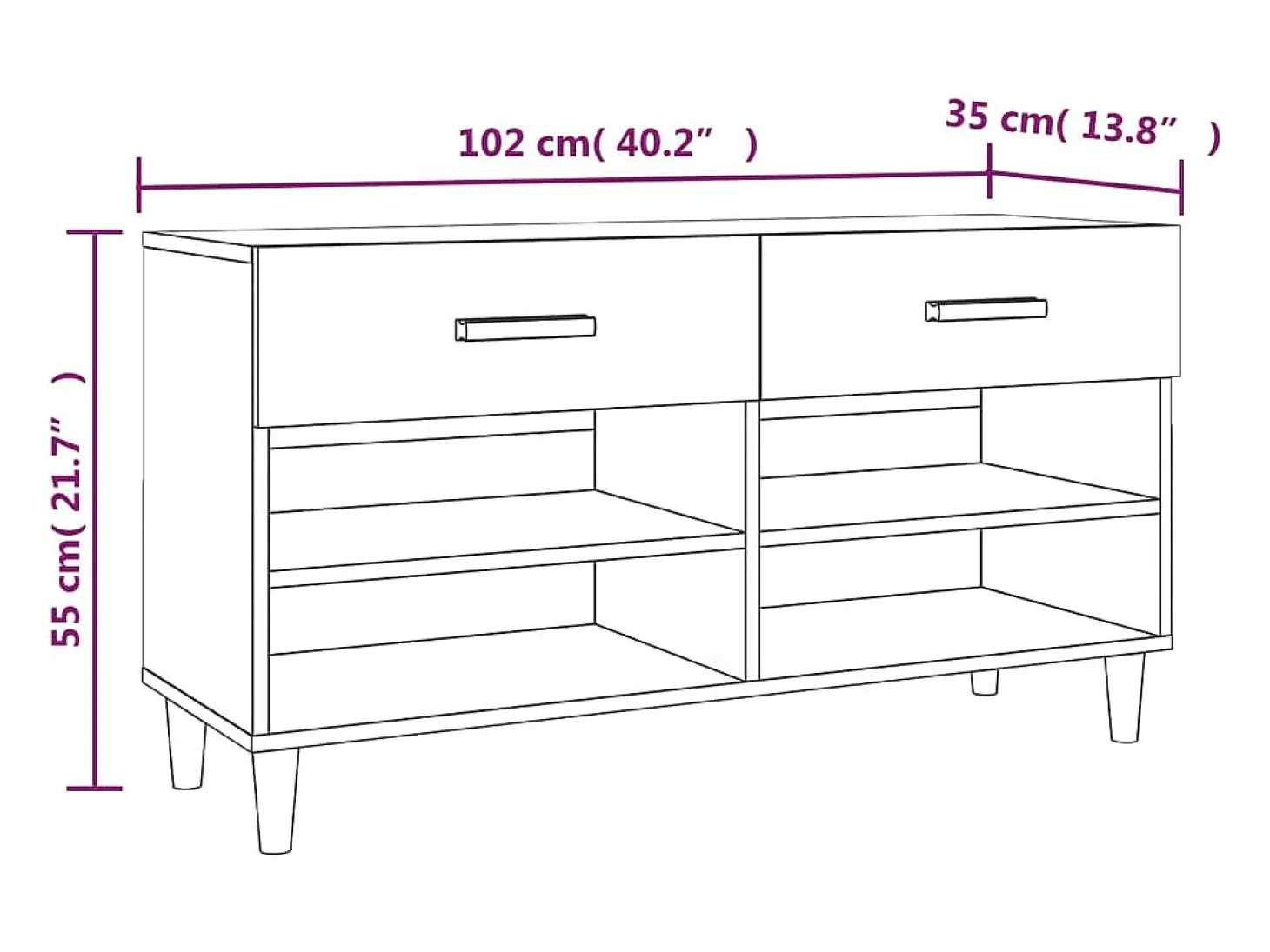 Zapatero Sonoma gris 102x35x55 cm Madera de ingeniería
