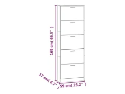 Zapatero Sonoma gris 59x17x169 cm Madera de ingeniería