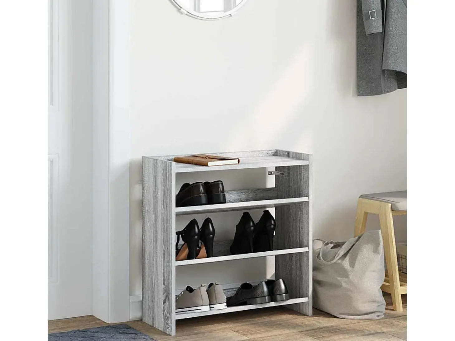 Zapatero Sonoma gris 60x25x62 cm madera de ingeniería