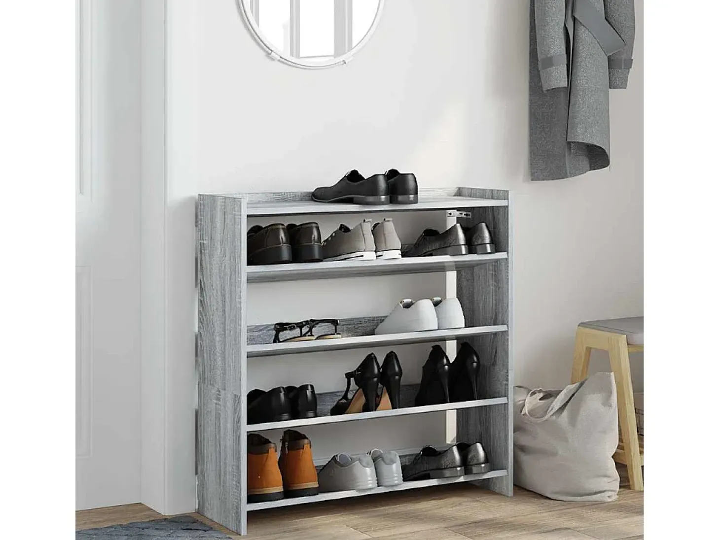 Zapatero Sonoma gris 80x25x81 cm madera de ingeniería