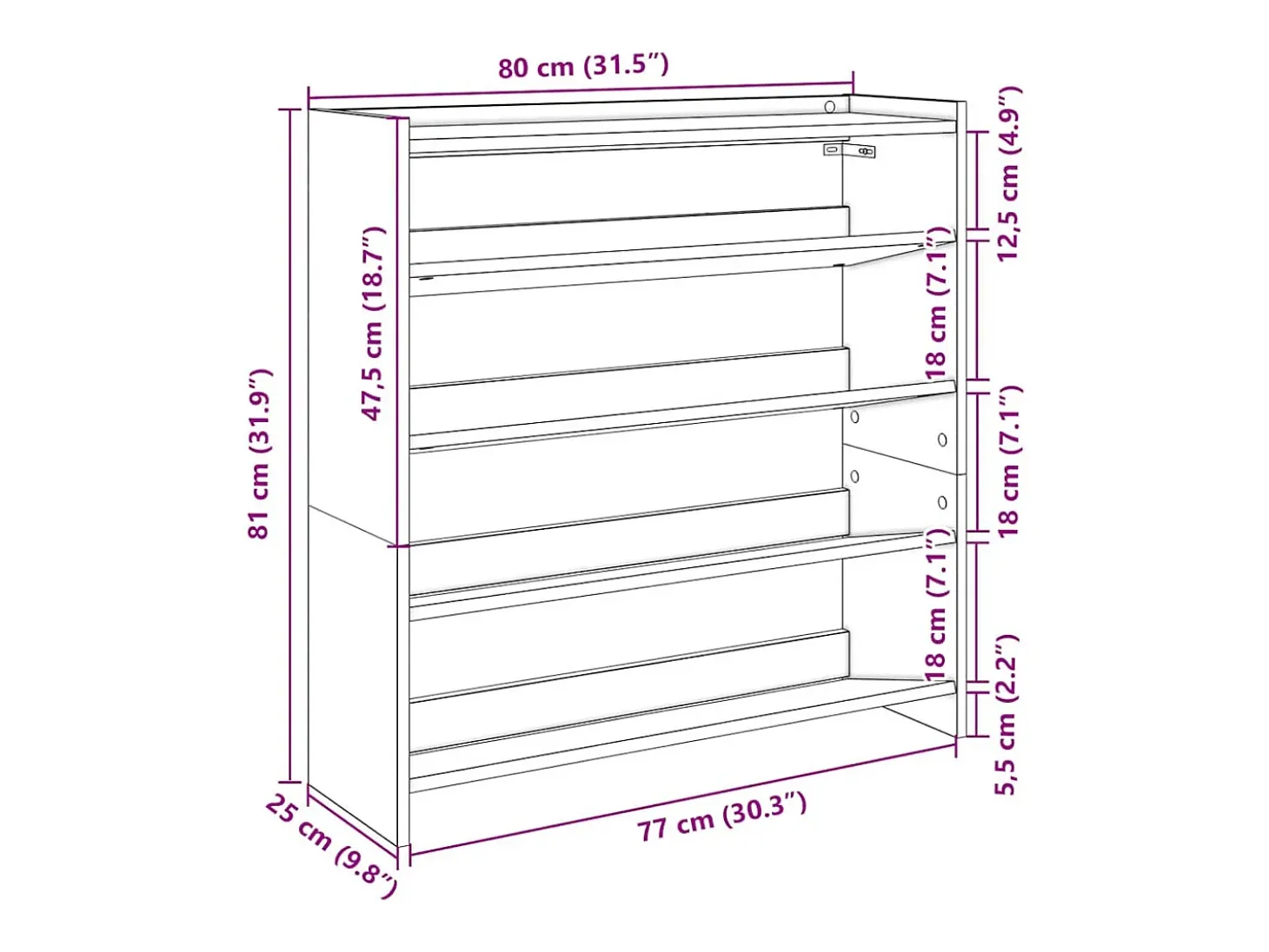 Zapatero Sonoma gris 80x25x81 cm madera de ingeniería