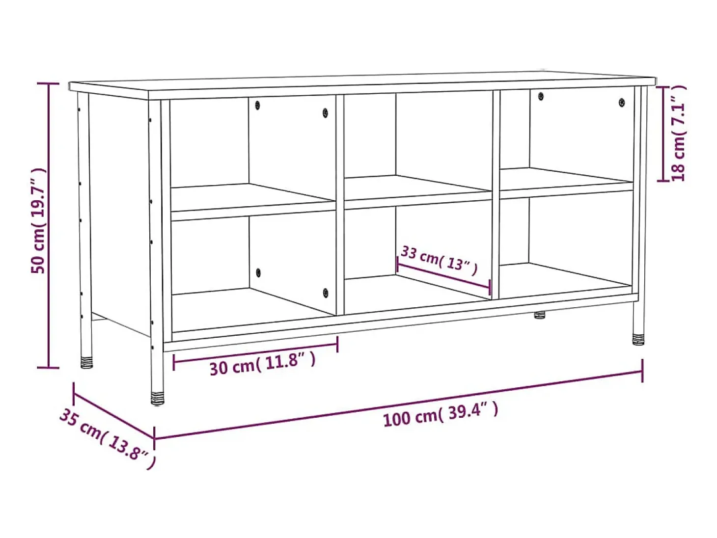 Zapatero Sonoma gris 100x35x50 cm madera de ingeniería
